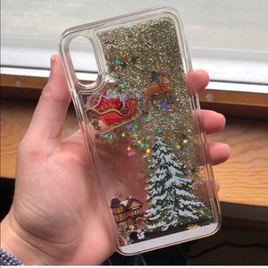 iPhone 10 hard Christmas themed case with sparkles